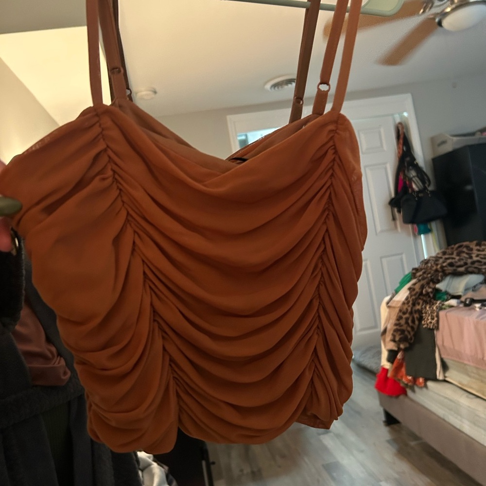 Elegant Ruched Brown Top